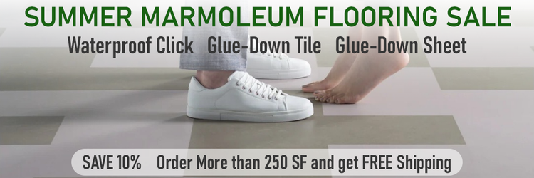 Marmoleum Floor with a young couples feet on display