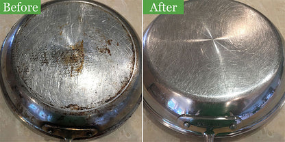 Aging All-Clad Fry Pan (We used a green scrub pad with the cleaner)